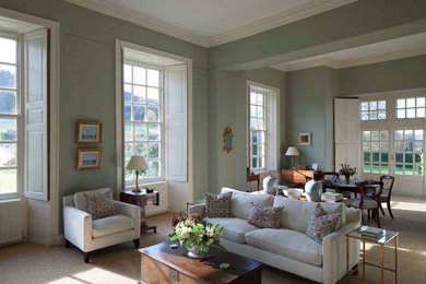 Inspiration for a classic living room in London with feature lighting.