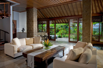 Living room - tropical living room idea in Hawaii