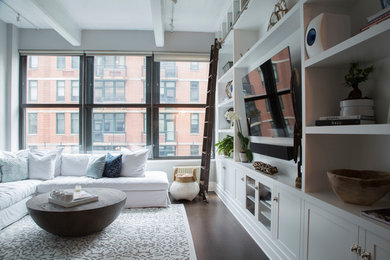 Living room - large modern living room idea in New York