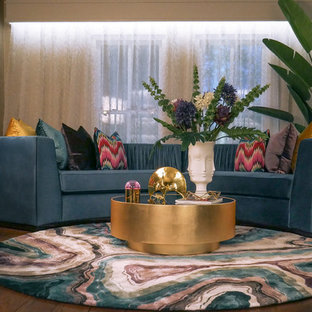 Photo of a contemporary formal enclosed living room in Belfast with dark hardwood flooring and brown floors.