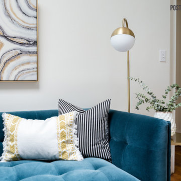 Eclectic Blue & Gold Living Room Makeover