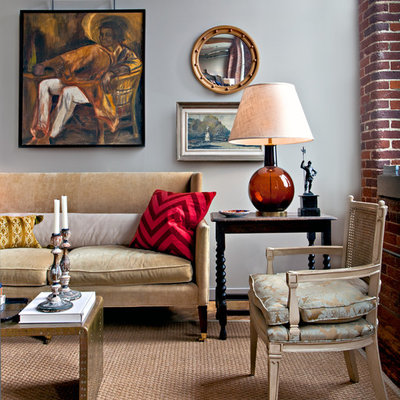 Eclectic living room photo in Nashville with gray walls