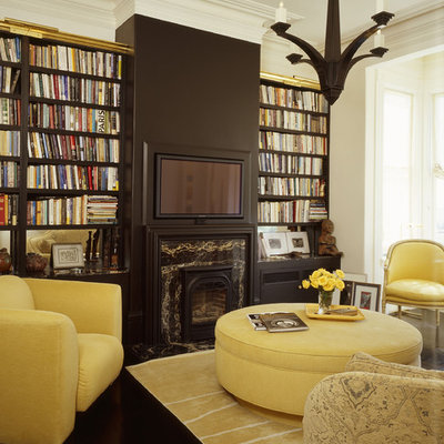Living room library - eclectic living room library idea in San Francisco