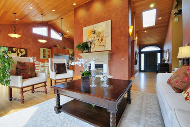 Living room - large eclectic formal light wood floor living room idea in San Francisco