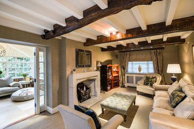 Example of a transitional living room design in Other