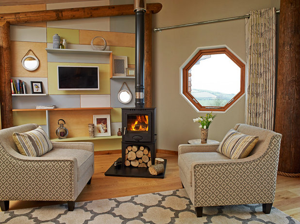 Rustic Living Room by Cream & Black Interior Design