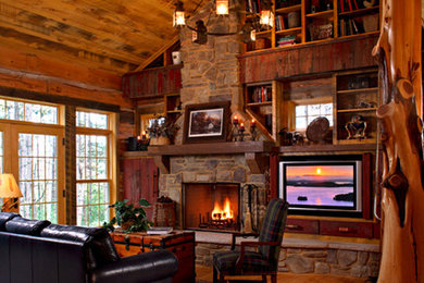 Mountain style living room photo in Minneapolis