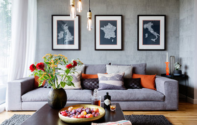 Houzz Tour: Teal and Orange Accents Warm Up a City Centre New-build