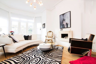 This is an example of an eclectic living room in London.