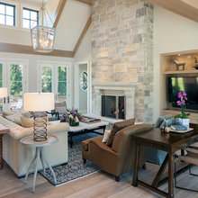 transitional open concept family rooms