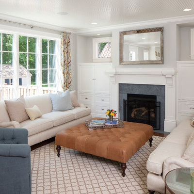 Inspiration for a contemporary living room remodel in Grand Rapids with gray walls