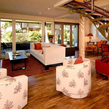 Elegant Island Style Great Room in Sugar Cove Remodel Maui