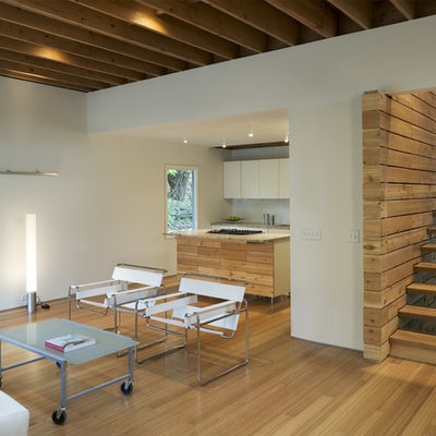Inspiration for a contemporary open concept living room remodel in Omaha