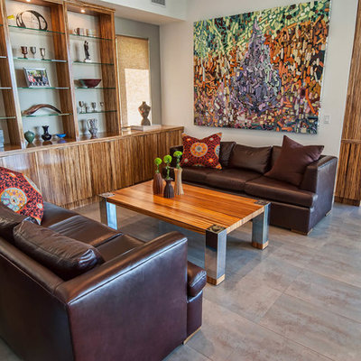 Example of a trendy formal living room design in Los Angeles with white walls