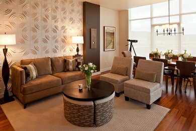 Trendy living room photo in Portland
