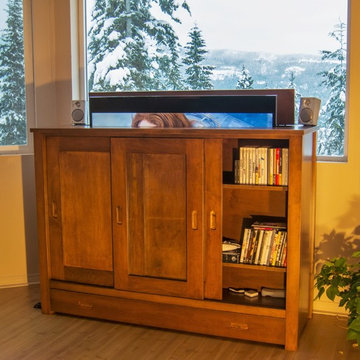 Enderby Cottage Custom TV LIFT CABINET in solid Maple
