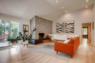 Living room - huge contemporary open concept living room idea in Denver