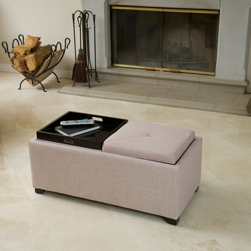 Ernest Beige Fabric Tray Ottoman