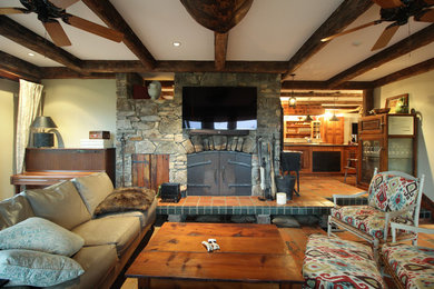 Farmhouse living room photo in Other