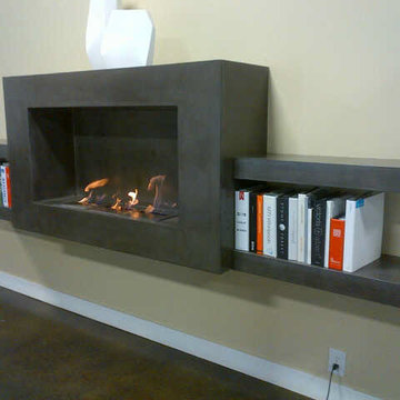 Ethanol Fireplace Built Into Bookshelf