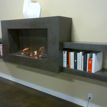 Ethanol Fireplace Built Into Bookshelf
