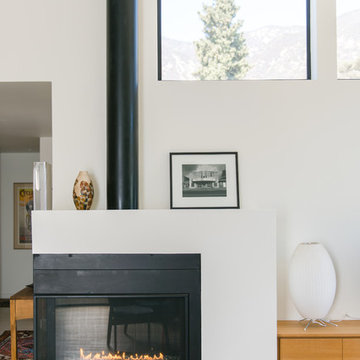 exposed flue at corner fireplace
