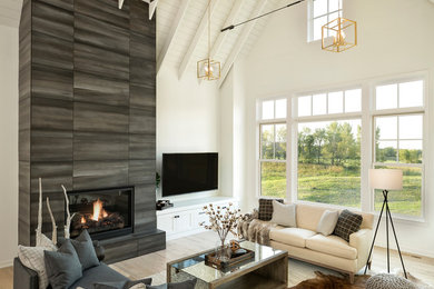 Example of a country living room design in Minneapolis