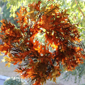 Fall Wreath in Living Room Window
