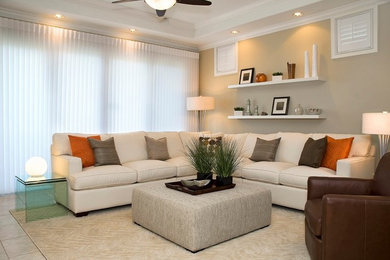 Example of a mid-sized minimalist formal and enclosed ceramic tile and gray floor living room design in Minneapolis with gray walls, no fireplace and no tv