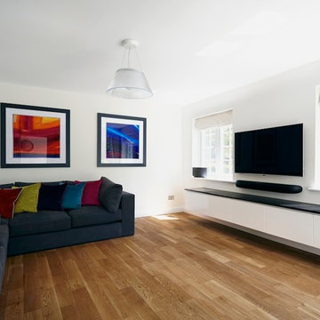 Family room with bespoke tv unit and storage