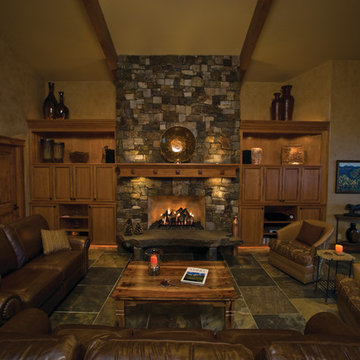 Family room with Stone Fireplace