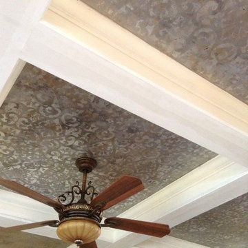 Faux finish ceiling insets  (ceiling beams BEFORE refinishing)