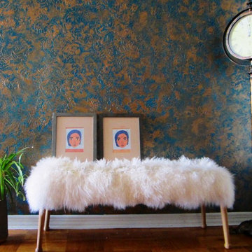 Faux finish romantic living room wall