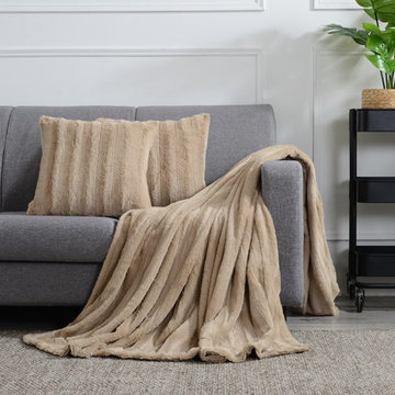 Faux Fur Blanket and Throw Pillow