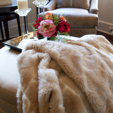 Faux Fur Throw on Living Room Ottoman
