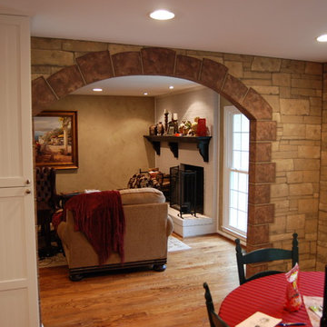 Faux Ledge Stone in Kitchen and Living Room Walls by Tom Taylor of Wow Effects
