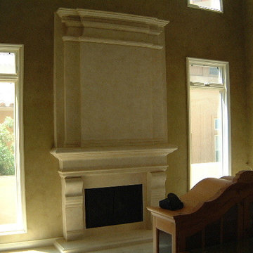 Faux limestone finished mantel