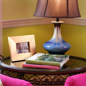 Fearless Color Living Room: Side Table & Glass Lamp