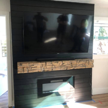 Finished fireplace and mantle