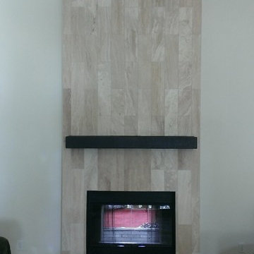 Fireplace - 6" x 24" Travertine Plank Tile