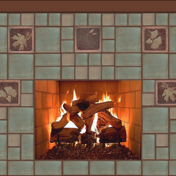 Fireplace Idea with chocolate 6" accent tile