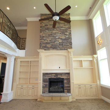 Fireplace off white with stone