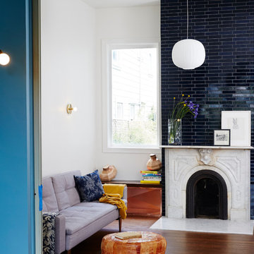 Fireplace Perfection in Navy Blue