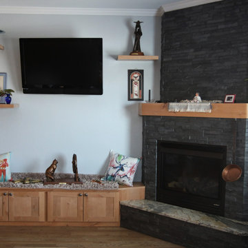 Fireplace Remodel with Showcase Wall