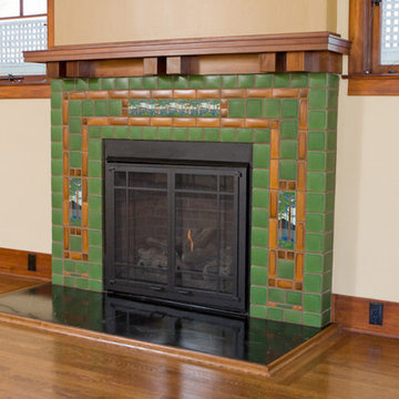 Fireplace with batchelder tile