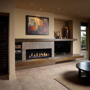 Stone Tile Fireplace | Houzz