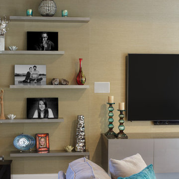 Floating Shelves with Entertainment Cabinetry