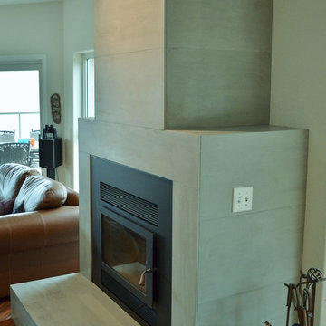 Floor to Ceiling Modern Concrete Fireplace Surround