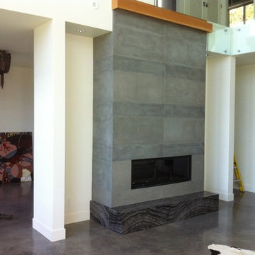 Floor to Ceiling Modern Concrete Fireplace Surround