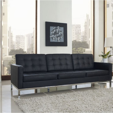 Florence Style Black Leather Loft Sofa